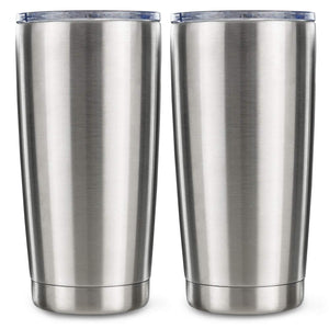 20oz Tumbler Double Wall Vacuum Insulated Coffee Mug Stainless Steel Coffee Cup with Lid, Travel Mug Works Great for Ice Drink, Hot Beverage (2 pack, Stainless Steel)