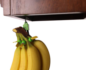 Uniquely designed banana holder - Made in USA; banana hook alternative. Can hold a single banana! Installs under cabinet/shelves (Green)