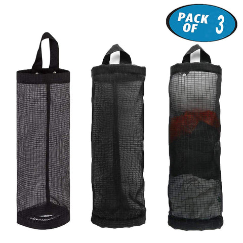 3pcs Plastic Bag Holder And Dispenser Hanging Folding Mesh Garbage Bag Organizer Trash Bags Holder Plastic Waste Bag Storage for Kitchen