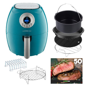 GoWISE USA 2.75-Quarts Air Fryer + 6 Piece Accessory Set (Teal)