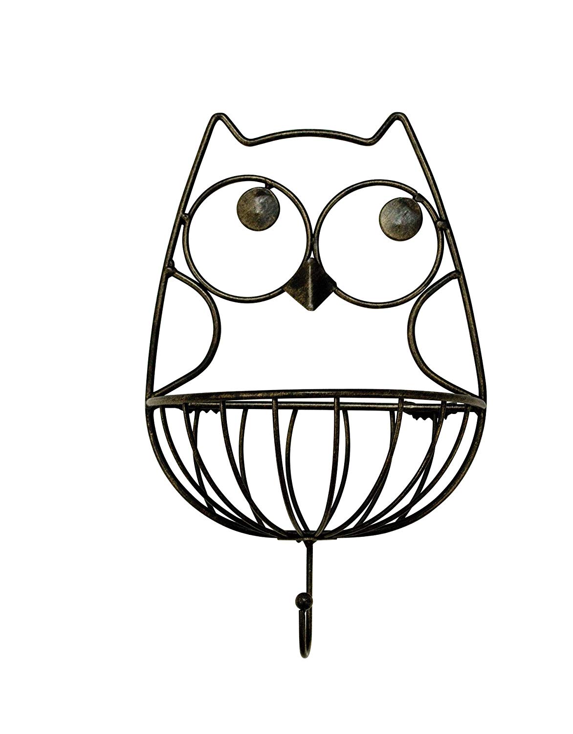 Wall Hanging Owl Metal Basket Hook