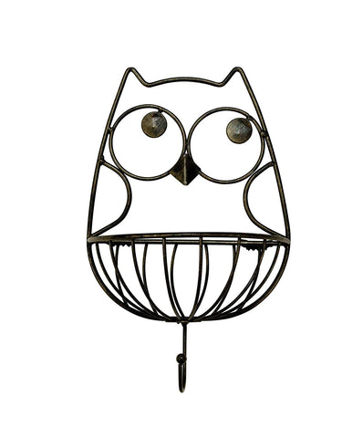 Wall Hanging Owl Metal Basket Hook