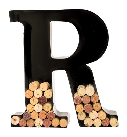 Wine Cork Holder - Metal Monogram Letter (R)