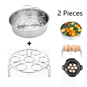 Lakatay Steamer Basket With Egg Steamer Rack for Instant Pot Accessories and 5/6/8 qt Pressure Cooker, Vegetable Steam Rack Stand, Stainless Steel Pack of 2
