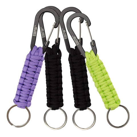 EOTW Paracord Keychain with Carabiner Military Braided Lanyard Utility Survival Lanyard King Ring Hook for Keys Knife Flashlight for Outdoor Camping Hiking Backpack 4Pack