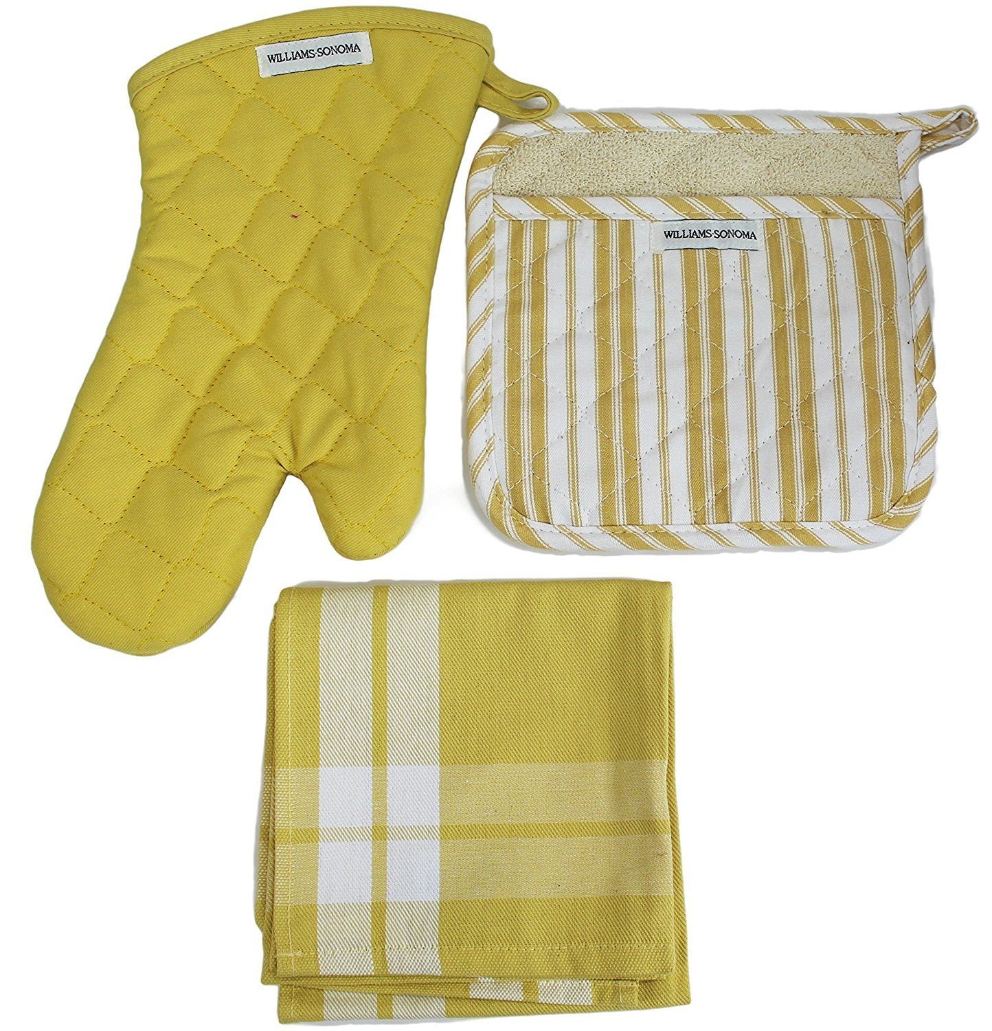 Williams Sonoma Oven Mit with Pot Holder and Kitchen Towel (Jojobo)