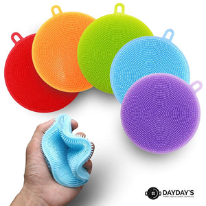 Silicone Kitchen Sponge 3, 5, or 10-Pack. Scrubber for Dishes is Food Grade Antibacterial for Easy Cleaning. Multipurpose as Heat Resistant Pot Holder, Cleans Make-Up Brushes. Non-Stick, Easy Clean