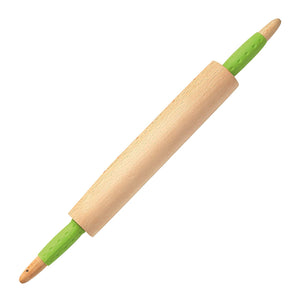 Parve Green Wood Rolling Pin – Heavy Duty Wooden Dough Roller with Silicone Grip Handles for Baking - Color Coded Kitchen Tools by The Kosher Cook