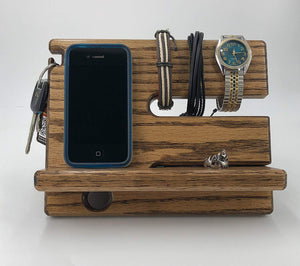 Oak NightStand Valet/Organizer / Docking Station/Watch Holder/Charging Station (Natural Clear Gloss)