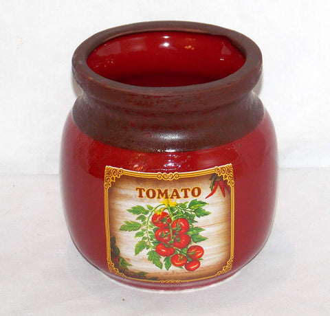 NEW BURNT RED COLOR TOMATO VINE KITCHEN UTENSIL HOLDER HERB POT VINTAGE LOOK