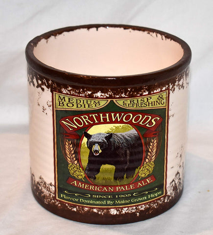 NEW NORTHWOODS AMERICAN PALE ALE BLACK BEAR DESIGN KITCHEN UTENSIL HOLDER PLANTER POT 5"