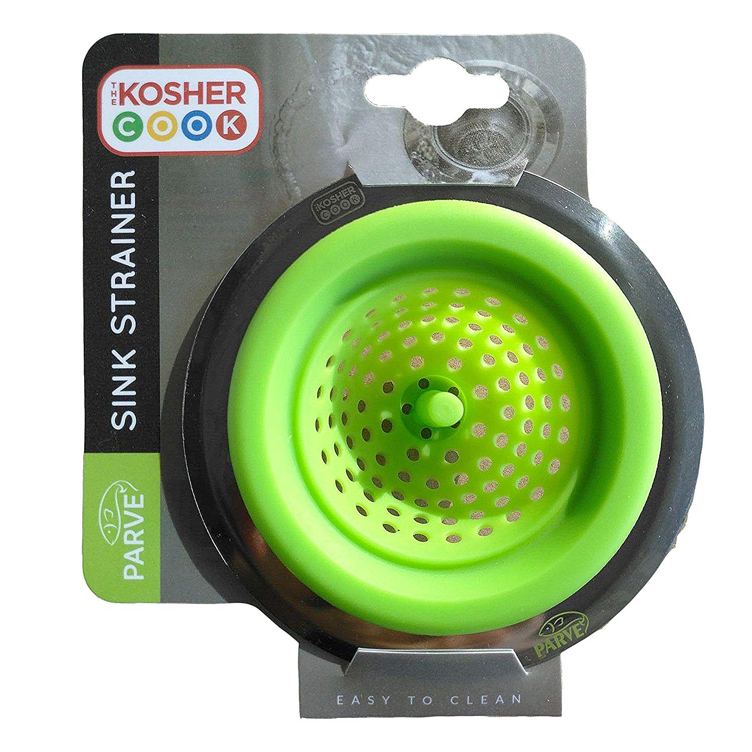 Parve Green Kitchen Sink Strainer - Durable Silicone – Large Wide Rim - Drains Water Fast and Efficiently - Color Coded Kitchen Tools by The Kosher Cook