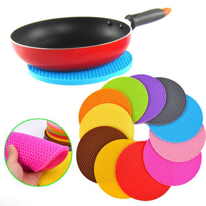 Durable Silicone Round Non-slip Heat Resistant Mat Cushion Placemat Pot Holder