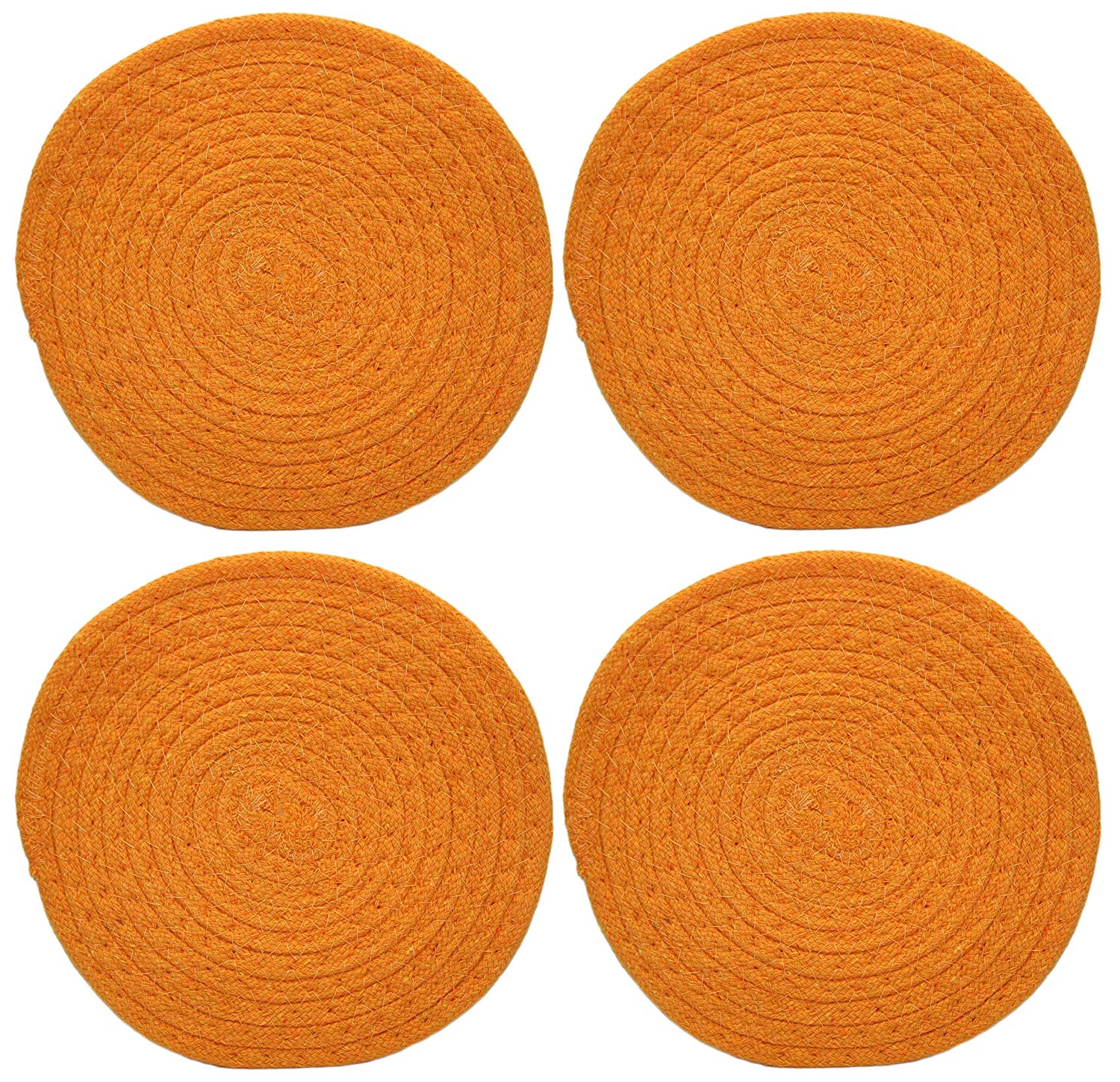 Set of 4 Black Duck Brand Woven Trivets! 8" Diameter - 4 Bright and Beautiful Colors - A Stylish Way to Protect Tables and Counter Tops From Heat and Moister! (4, Orange)