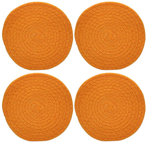 Set of 4 Black Duck Brand Woven Trivets! 8" Diameter - 4 Bright and Beautiful Colors - A Stylish Way to Protect Tables and Counter Tops From Heat and Moister! (4, Orange)