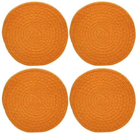 Set of 4 Black Duck Brand Woven Trivets! 8" Diameter - 4 Bright and Beautiful Colors - A Stylish Way to Protect Tables and Counter Tops From Heat and Moister! (4, Orange)