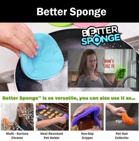 Set of 3 Better Sponge Flexible Silicone Anti-Bacteria Mildew Resistant Durable