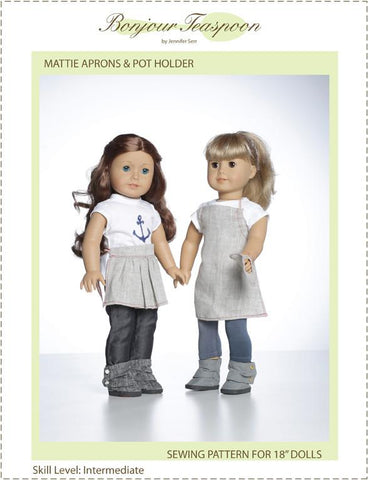 Mattie Aprons and Pot Holder 18" Doll Accessory Pattern