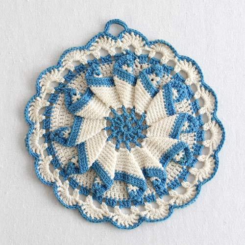 Vintage Blues Potholder Crochet Pattern