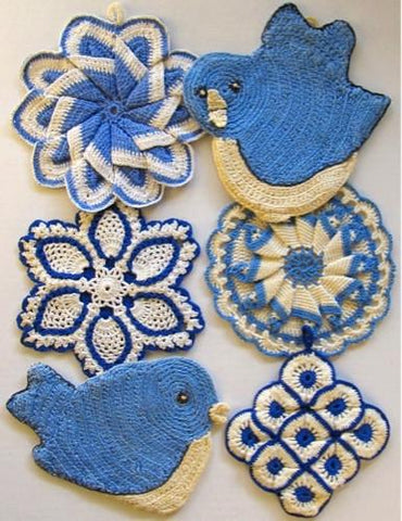 Vintage Blues Potholder Crochet Pattern