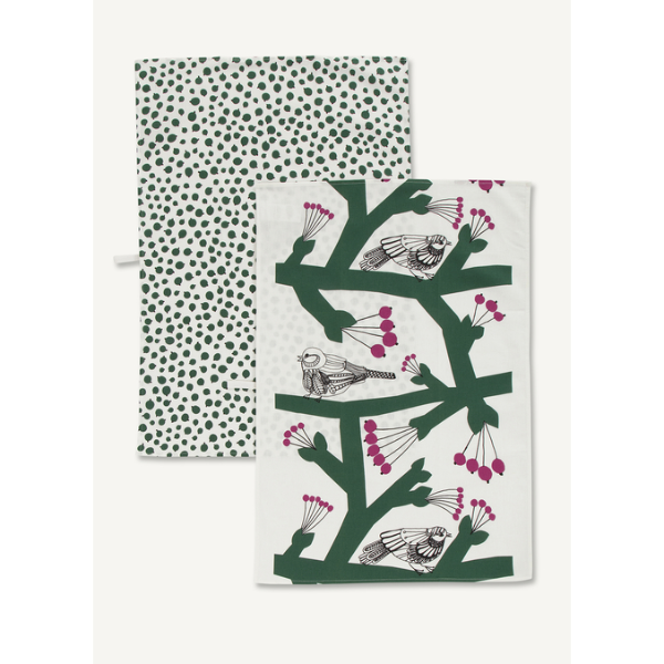 Marimekko Kitchen - Tea Towels - Pikkupakkenen 163 Green/Pink (2 pieces)