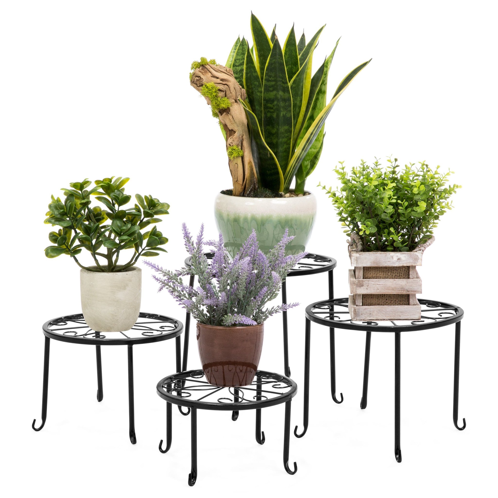 Set of 4 Indoor Outdoor Metal Nesting Plant Stands, Flower Pot Holders