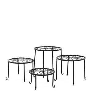 Set of 4 Indoor Outdoor Metal Nesting Plant Stands, Flower Pot Holders