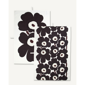Marimekko Kitchen - Tea Towels - Unikko 191 Brown/Burgundy (2 pieces)