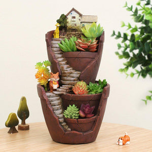 Micro Landscape Artificial Flowers Succulent Plants Pot Tiny Creative Flower Pot Holders Hanging Garden Design Air Garden