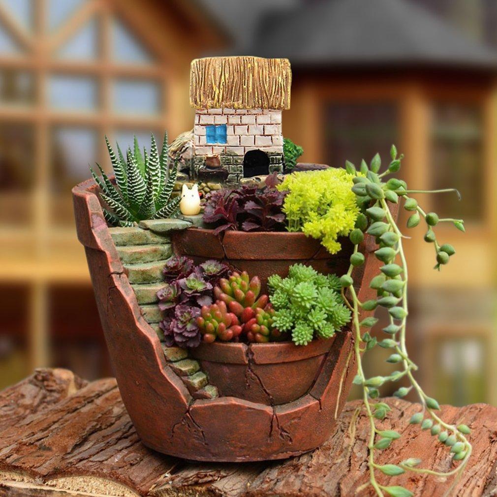 Micro Landscape Artificial Flowers Succulent Plants Pot Tiny Creative Flower Pot Holders Hanging Garden Design Air Garden