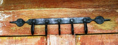 Hook Rack, Ball And Spear End, Hand Forged Iron