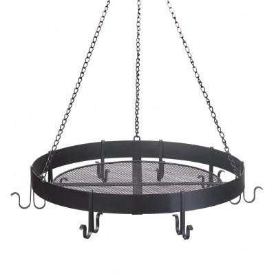 Round Hanging Black Iron Pot Rack 10015250 Free Shipping