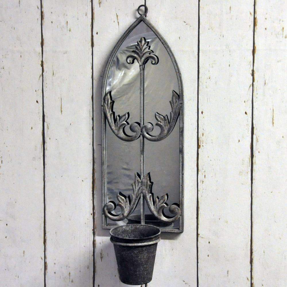 Metal Rusty Wall Mirror With Planter