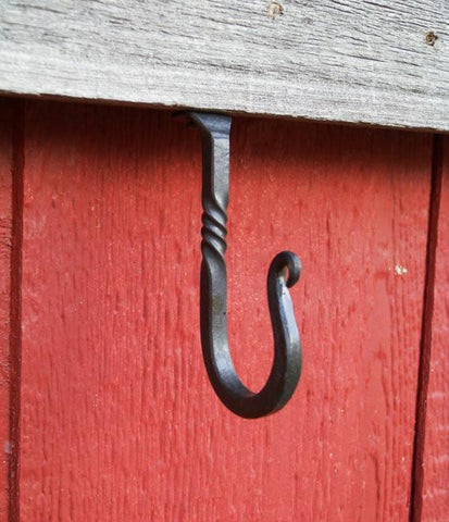 Wrought Iron Shelf Hooks, Set Of Six Hand Forged