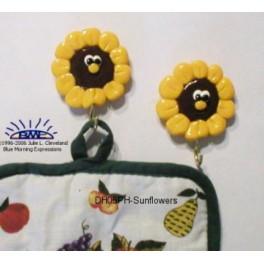 Sunflower Pot Holder Kitchen Magnets, Fridge Magnets, Refrigerator Magnets, Potholder Magnets